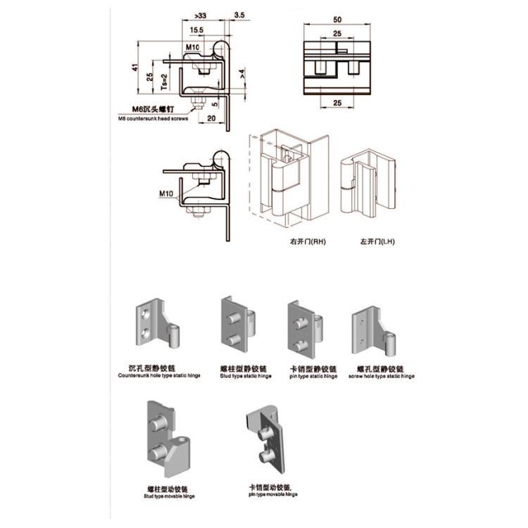 Charnière latérale de porte d'armoire d'externalisation-B2210