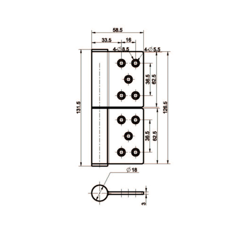 Charnière amovible intégrée en acier inoxydable-B2228-14