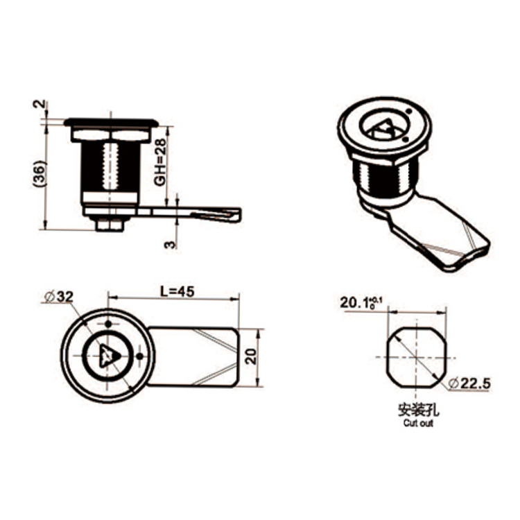 Type d'outil Cam Lock-A6014
